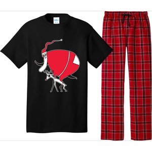 Crazy Santa On A Deer Gift Pajama Set