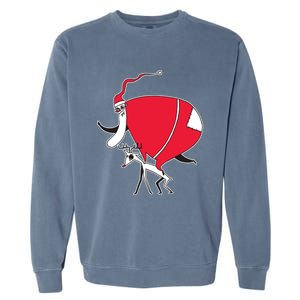 Crazy Santa On A Deer Gift Garment-Dyed Sweatshirt