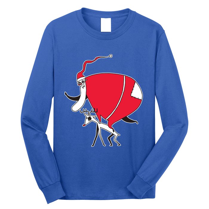 Crazy Santa On A Deer Gift Long Sleeve Shirt