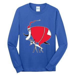 Crazy Santa On A Deer Gift Tall Long Sleeve T-Shirt