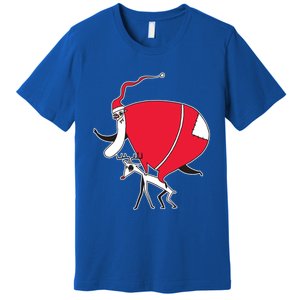 Crazy Santa On A Deer Gift Premium T-Shirt