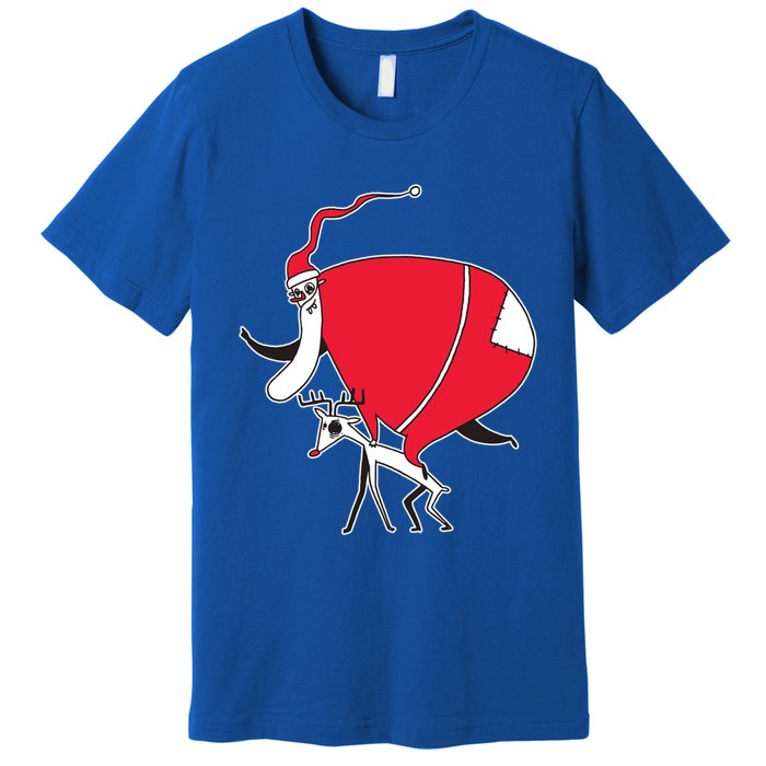 Crazy Santa On A Deer Gift Premium T-Shirt