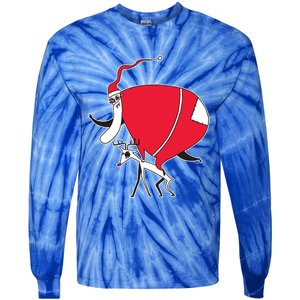 Crazy Santa On A Deer Gift Tie-Dye Long Sleeve Shirt