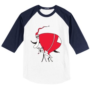 Crazy Santa On A Deer Gift Baseball Sleeve Shirt