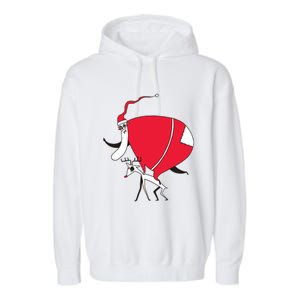 Crazy Santa On A Deer Gift Garment-Dyed Fleece Hoodie