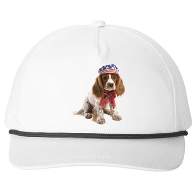 Cocker Spaniel Puppy USA Flag American Dogs 4th Of July Snapback Five-Panel Rope Hat