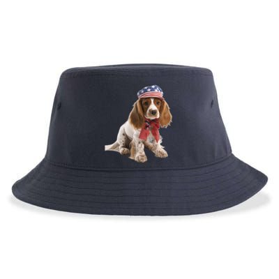 Cocker Spaniel Puppy USA Flag American Dogs 4th Of July Sustainable Bucket Hat