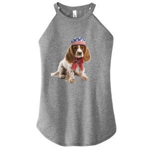 Cocker Spaniel Puppy USA Flag American Dogs 4th Of July Women’s Perfect Tri Rocker Tank