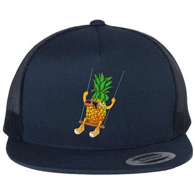 Cute Swinging Pineapple Swinger Flat Bill Trucker Hat