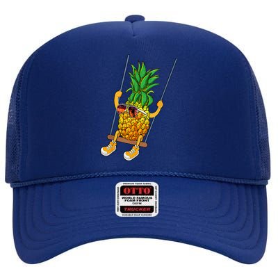 Cute Swinging Pineapple Swinger High Crown Mesh Back Trucker Hat