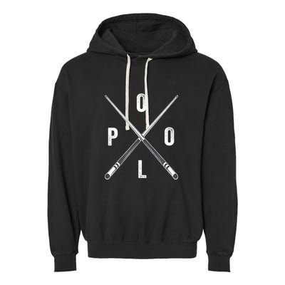 Cue Stick Pool Billiards Vintage Pool Player Team Gift Garment-Dyed Fleece Hoodie