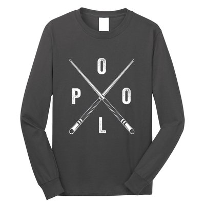 Cue Stick Pool Billiards Vintage Pool Player Team Gift Long Sleeve Shirt
