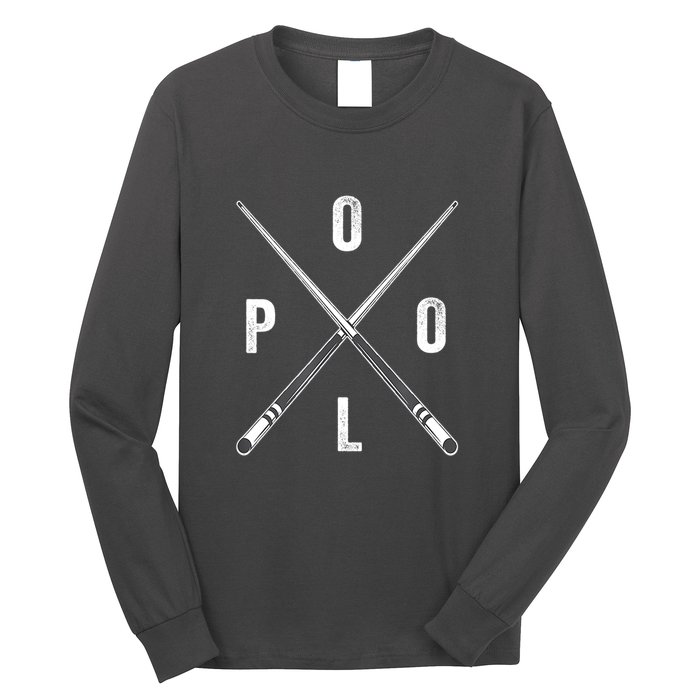 Cue Stick Pool Billiards Vintage Pool Player Team Gift Long Sleeve Shirt