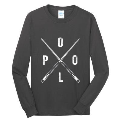 Cue Stick Pool Billiards Vintage Pool Player Team Gift Tall Long Sleeve T-Shirt