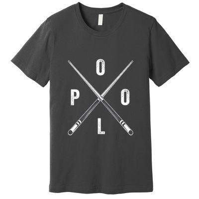 Cue Stick Pool Billiards Vintage Pool Player Team Gift Premium T-Shirt