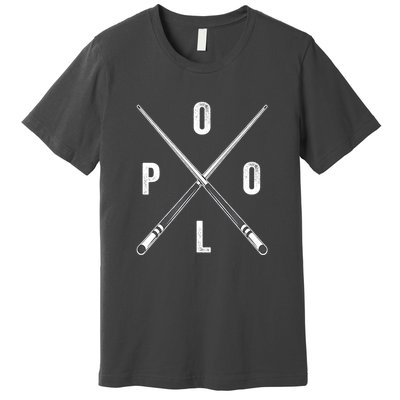 Cue Stick Pool Billiards Vintage Pool Player Team Gift Premium T-Shirt