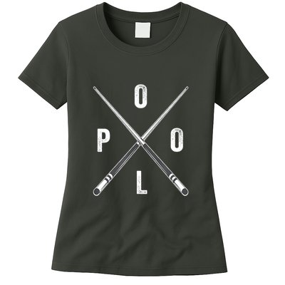 Cue Stick Pool Billiards Vintage Pool Player Team Gift Womens T-Shirt