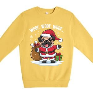 Cute Santa Pug Christmas Dog Mom Dog Dad Holiday Funny Gift Premium Crewneck Sweatshirt