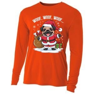 Cute Santa Pug Christmas Dog Mom Dog Dad Holiday Funny Gift Cooling Performance Long Sleeve Crew