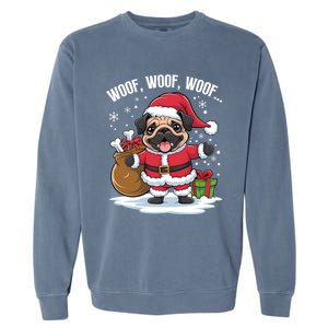 Cute Santa Pug Christmas Dog Mom Dog Dad Holiday Funny Gift Garment-Dyed Sweatshirt