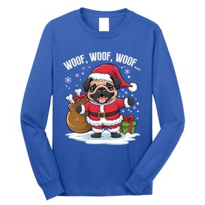 Cute Santa Pug Christmas Dog Mom Dog Dad Holiday Funny Gift Long Sleeve Shirt