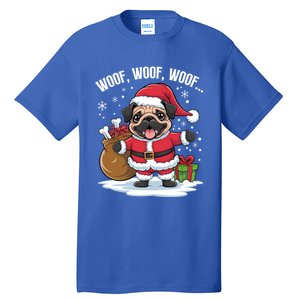 Cute Santa Pug Christmas Dog Mom Dog Dad Holiday Funny Gift Tall T-Shirt