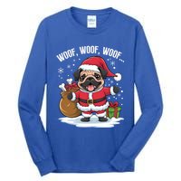 Cute Santa Pug Christmas Dog Mom Dog Dad Holiday Funny Gift Tall Long Sleeve T-Shirt