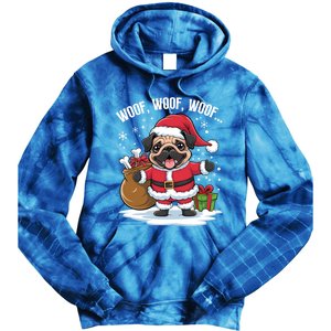 Cute Santa Pug Christmas Dog Mom Dog Dad Holiday Funny Gift Tie Dye Hoodie