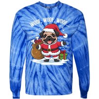 Cute Santa Pug Christmas Dog Mom Dog Dad Holiday Funny Gift Tie-Dye Long Sleeve Shirt