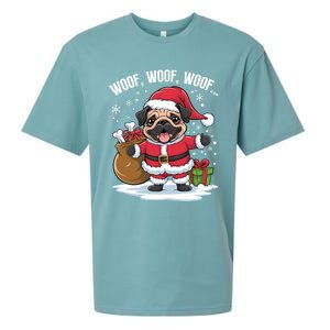 Cute Santa Pug Christmas Dog Mom Dog Dad Holiday Funny Gift Sueded Cloud Jersey T-Shirt