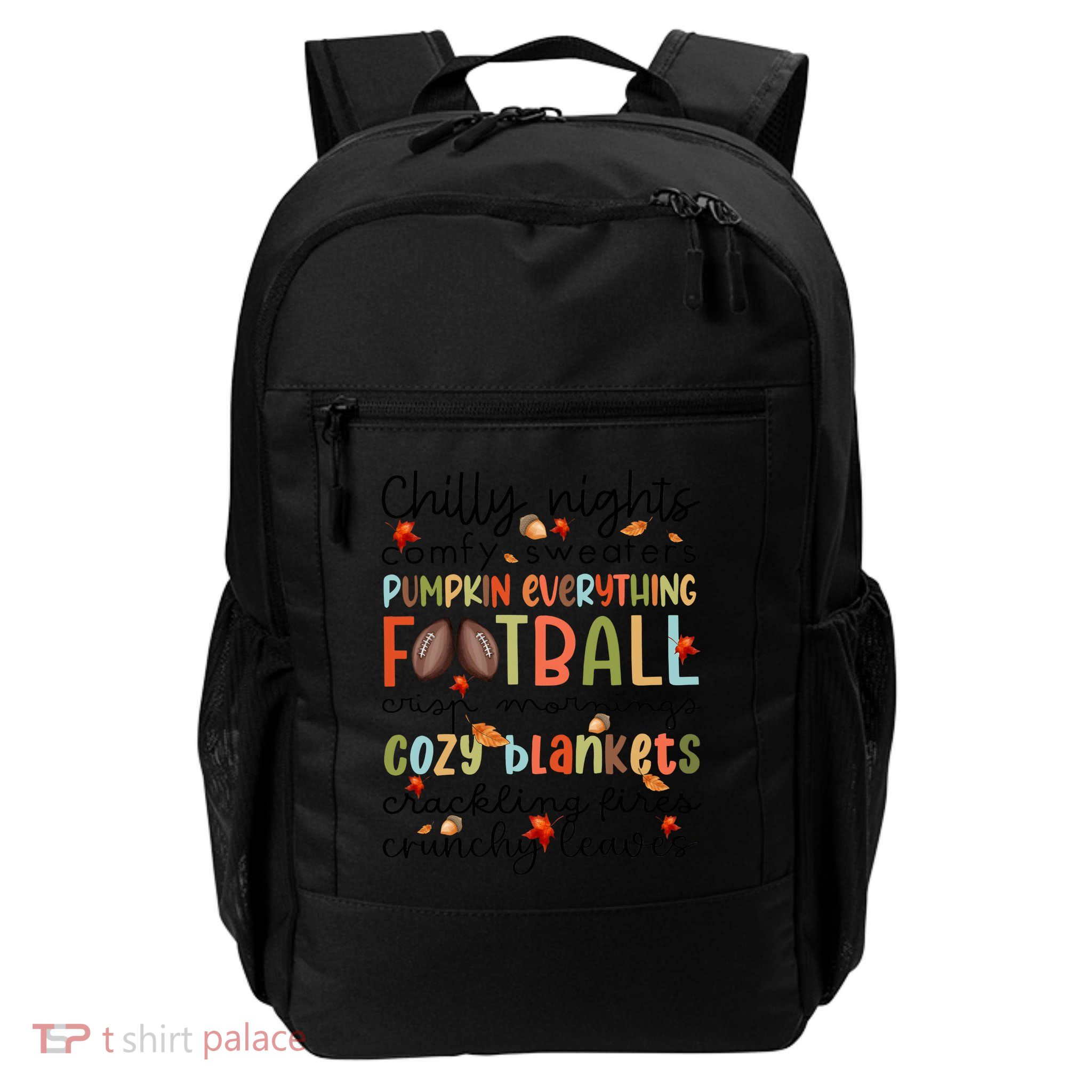 Comfy Sweaters Pumpkin Everything Football Crisp Morning Daily Commute Backpack