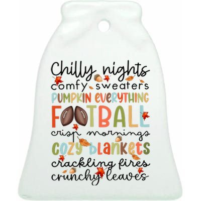 Comfy Sweaters Pumpkin Everything Football Crisp Morning Ceramic Bell Ornament