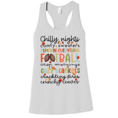 Comfy Sweaters Pumpkin Everything Football Crisp Morning Women's Racerback Tank