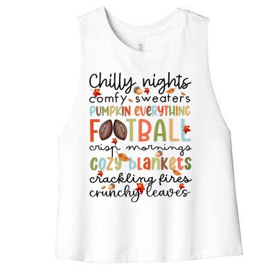 Comfy Sweaters Pumpkin Everything Football Crisp Morning Women's Racerback Cropped Tank