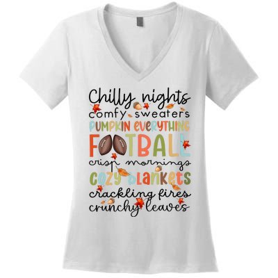 Comfy Sweaters Pumpkin Everything Football Crisp Morning Women's V-Neck T-Shirt