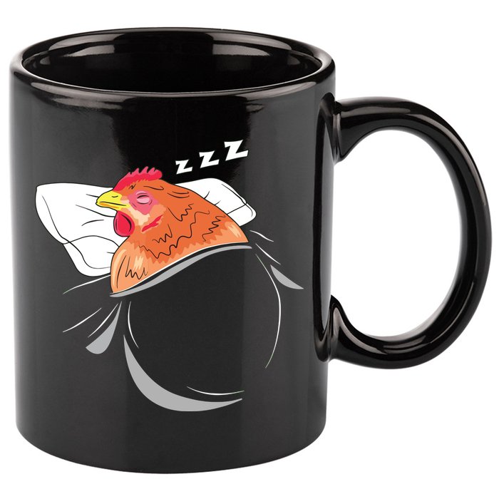 Chicken Sleeping Pajamas Nap PJs Outfit Farmer Gift Chicken 11oz C Handle Ceramic Mug