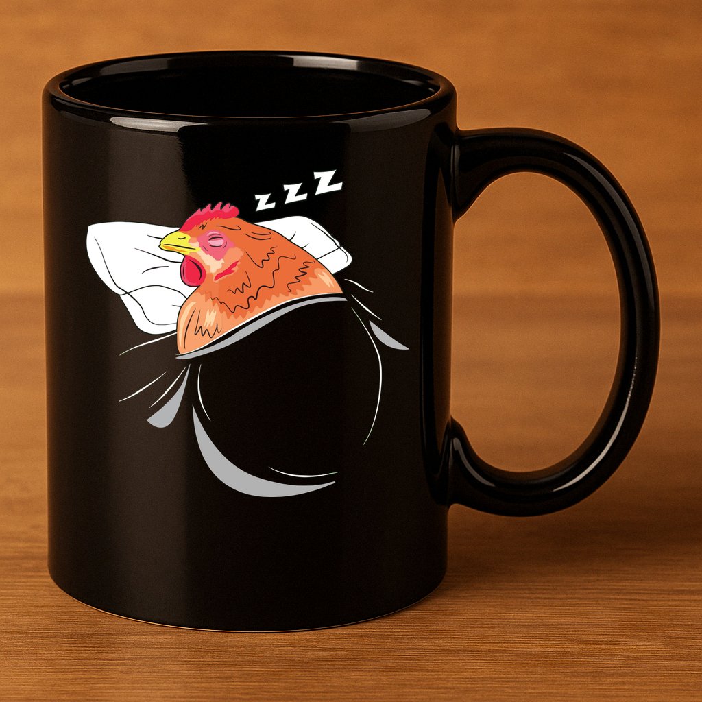Chicken Sleeping Pajamas Nap PJs Outfit Farmer Gift Chicken 11oz C Handle Ceramic Mug