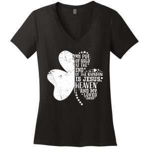 Christian St Patricks Day Wo Religious Women's V-Neck T-Shirt