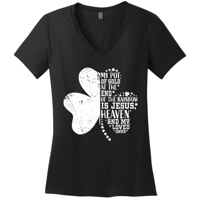 Christian St Patricks Day Wo Religious Women's V-Neck T-Shirt