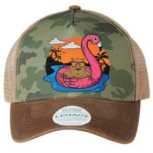 Capybara Swimming Pool Lover Flamingo Capybara Legacy Tie Dye Trucker Hat