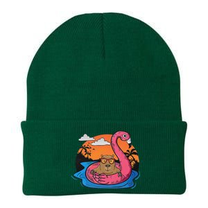 Capybara Swimming Pool Lover Flamingo Capybara Knit Cap Winter Beanie