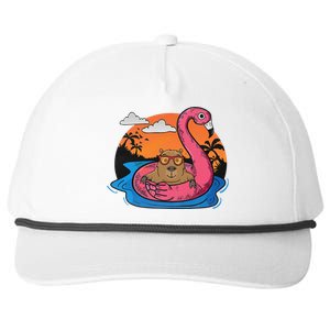 Capybara Swimming Pool Lover Flamingo Capybara Snapback Five-Panel Rope Hat