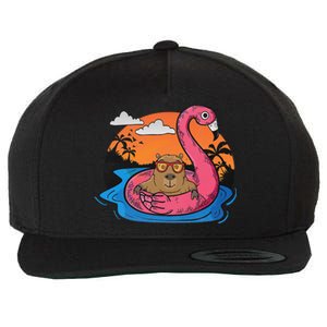 Capybara Swimming Pool Lover Flamingo Capybara Wool Snapback Cap