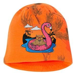 Capybara Swimming Pool Lover Flamingo Capybara Kati - Camo Knit Beanie