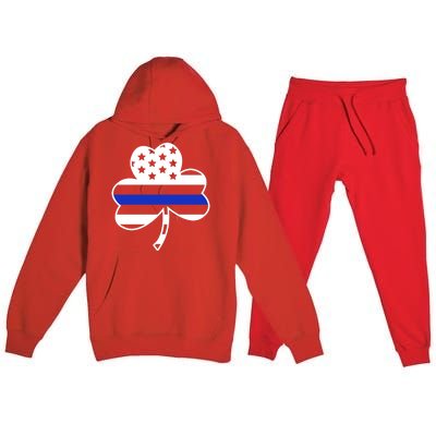 Cop St Patrick's Day American Usa Flag Irish Police Gift Premium Hooded Sweatsuit Set