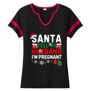 Christmas Santa Pregnancy Announcet Xmas Pregnant Gift Ladies Halftime Notch Neck Tee