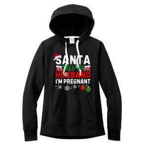 Christmas Santa Pregnancy Announcet Xmas Pregnant Gift Women's Fleece Hoodie