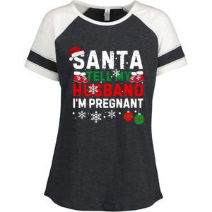 Christmas Santa Pregnancy Announcet Xmas Pregnant Gift Enza Ladies Jersey Colorblock Tee