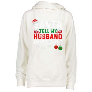 Christmas Santa Pregnancy Announcet Xmas Pregnant Gift Womens Funnel Neck Pullover Hood