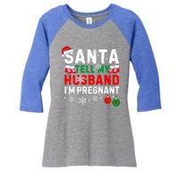 Christmas Santa Pregnancy Announcet Xmas Pregnant Gift Women's Tri-Blend 3/4-Sleeve Raglan Shirt